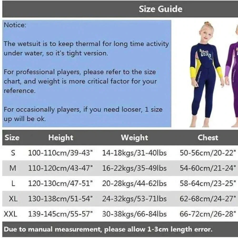 Gogokids Kids Wetsuit Girls Neoprene Swimsuit, Children size S - Picture 4 of 4